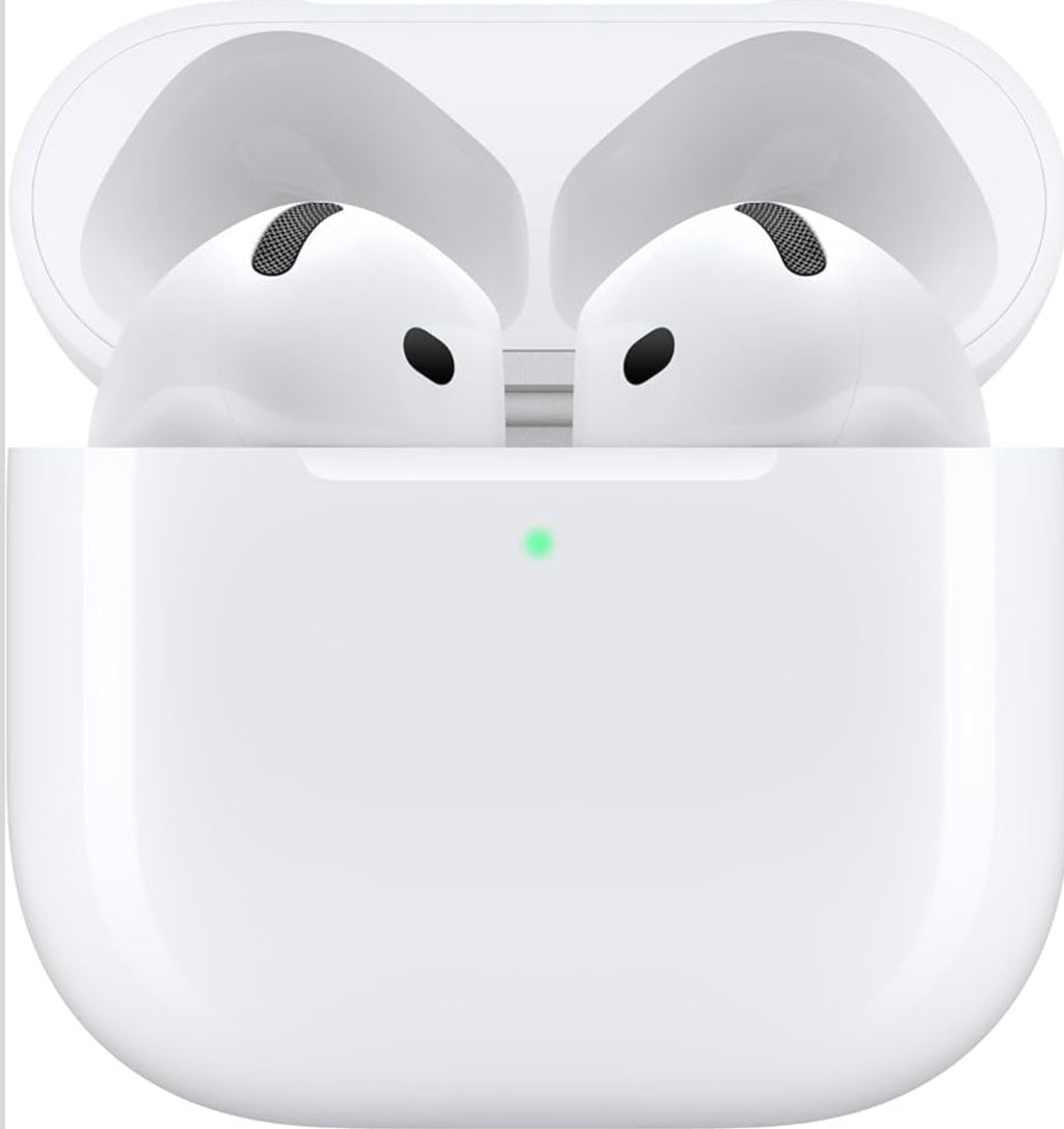 Apple AirPods 4 Wireless Earbuds, Bluetooth Headphones, Personalized Spatial Audio, Sweat and Water Resistant, USB-C Charging Case, H2 Chip, Up to 30 Hours of Battery Life, Effortless Setup for iPhone