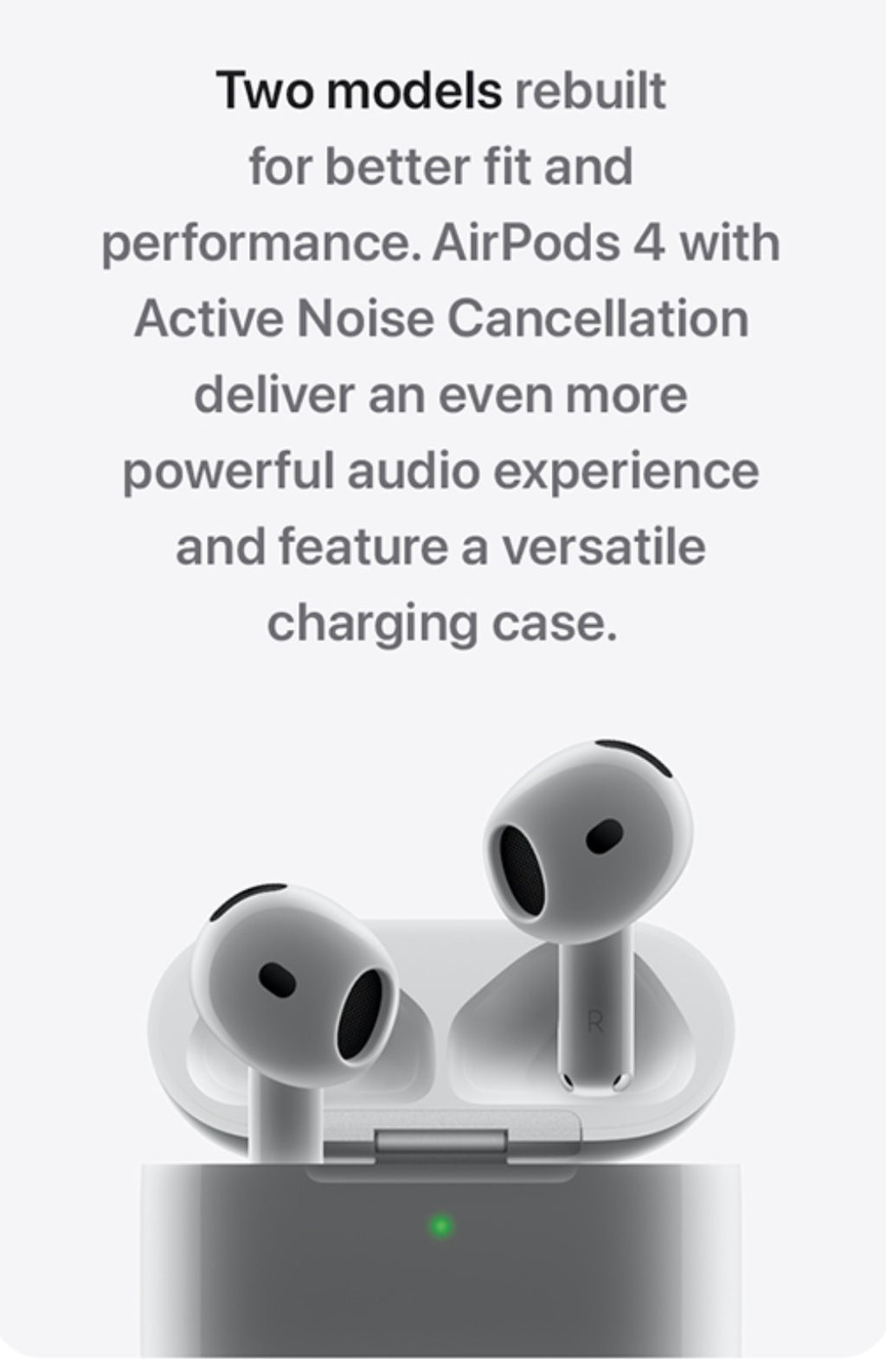 Apple AirPods 4 Wireless Earbuds, Bluetooth Headphones, Personalized Spatial Audio, Sweat and Water Resistant, USB-C Charging Case, H2 Chip, Up to 30 Hours of Battery Life, Effortless Setup for iPhone
