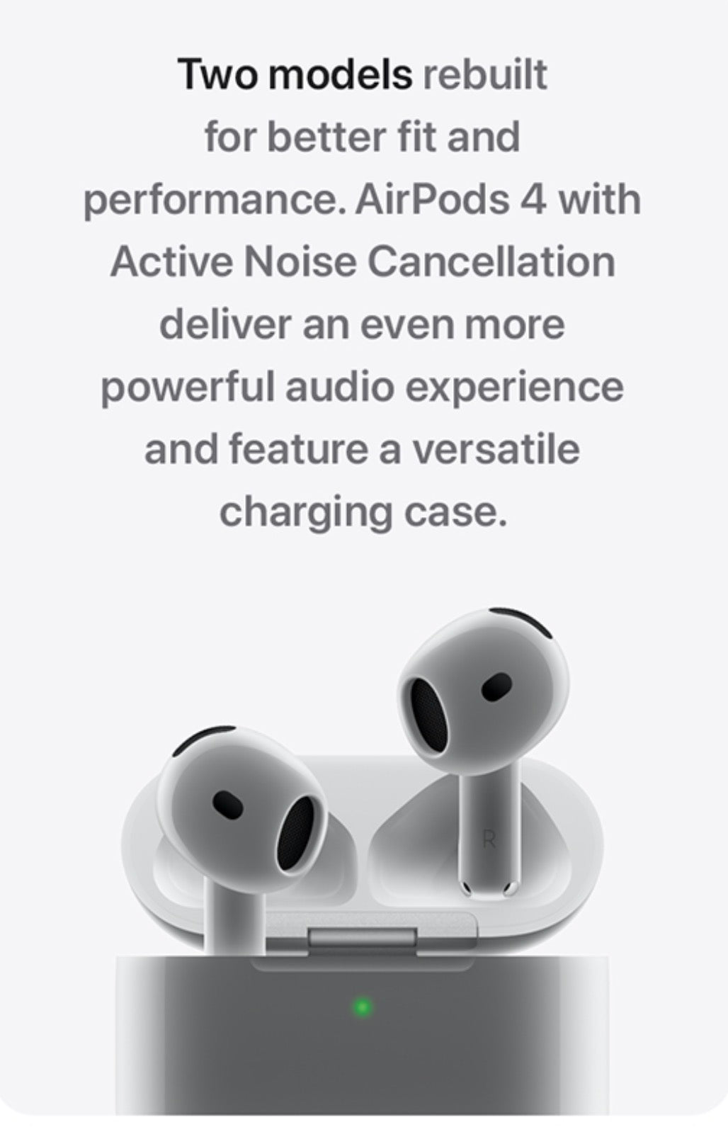 Apple AirPods 4 Wireless Earbuds, Bluetooth Headphones, Personalized Spatial Audio, Sweat and Water Resistant, USB-C Charging Case, H2 Chip, Up to 30 Hours of Battery Life, Effortless Setup for iPhone
